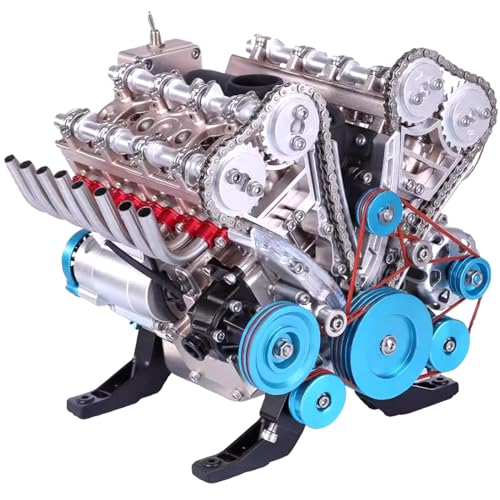 V8 Engine Cylinder Model Kit, Mini Internal Combustion Machinery Working Motor Simulation Electric Metal DIY Assembly Physics, for Gifts Science Enthusiasts Education Educational Toys