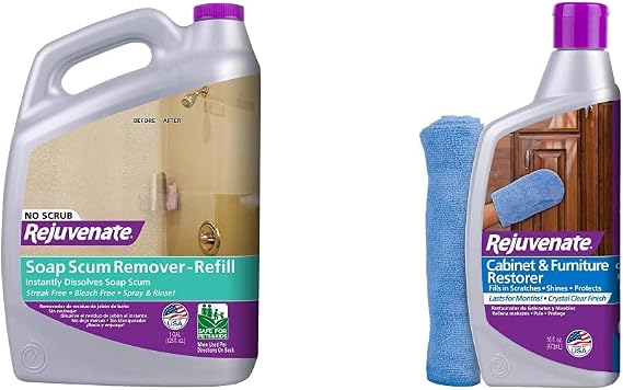 Rejuvenate Scrub Free Soap Scum Remover and Cabinet & Furniture Restorer