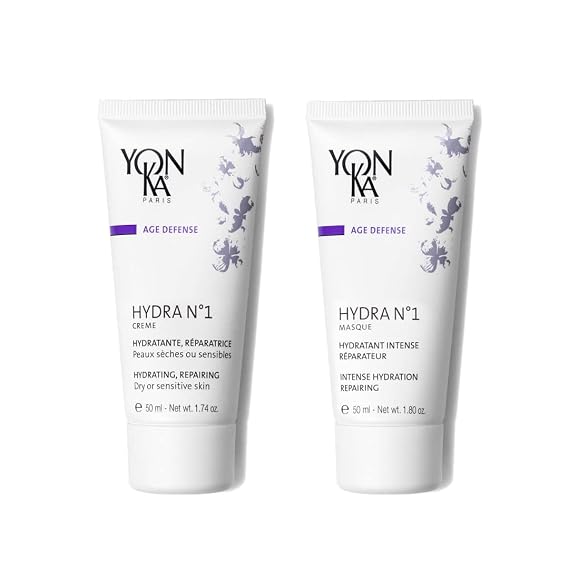 Yon-Ka Hydra No.1 Creme and Hydra No.1 Masque | Anti-Aging Face Moisturizer and Hydrating Face Mask, Normal to Dry Skin | Paraben-Free | Set of 2, 1.74 oz and 1.80 oz