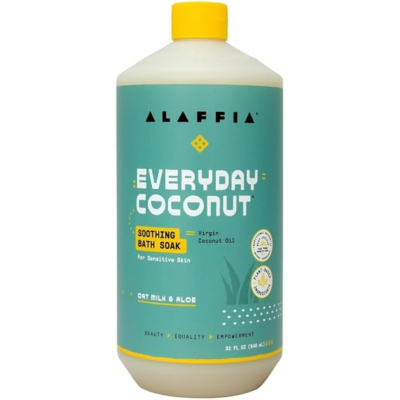 Alaffia Everyday Coconut Soothing Bath Soak, Oat Milk & Aloe, Fragrance-Free, 32 Oz