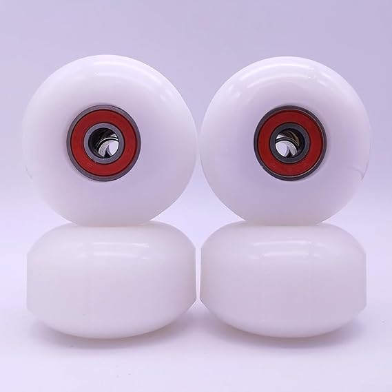 Skateboard Wheel Set 4 x 52x32mm Soft Wheels with ABEC9 Bearings for Ultimate Street Experience (White)