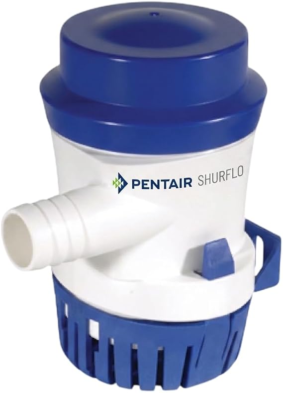 PENTAIR SHURFLO 355-110-10 Marine Bilge Pump, 700 GPH Submersible Marine Pump, Anti-Airlock, ABS Housing, Nylon Impeller, Ignition Protected, 12V DC, CE Certified