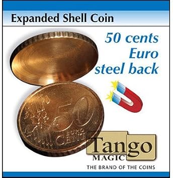 Tango Magic Expanded Shell Coin - 50 Cent Euro (Steel Back) Magic Trick for Teens & Young Adults - Gimmicked Coin Set & Instructional Video