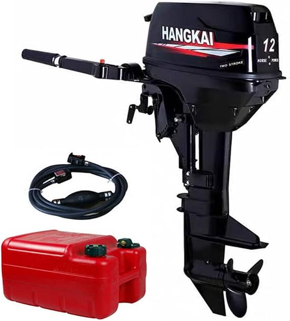 Outboard Motor, 12HP 2 Stroke Boat Engine Motor Short Shaft Outboard Fishing Boat Kayak Engine Water Cooling System & CDI Tiller Control for Fishing Aquaculture Outdoor Adventure, 169CC