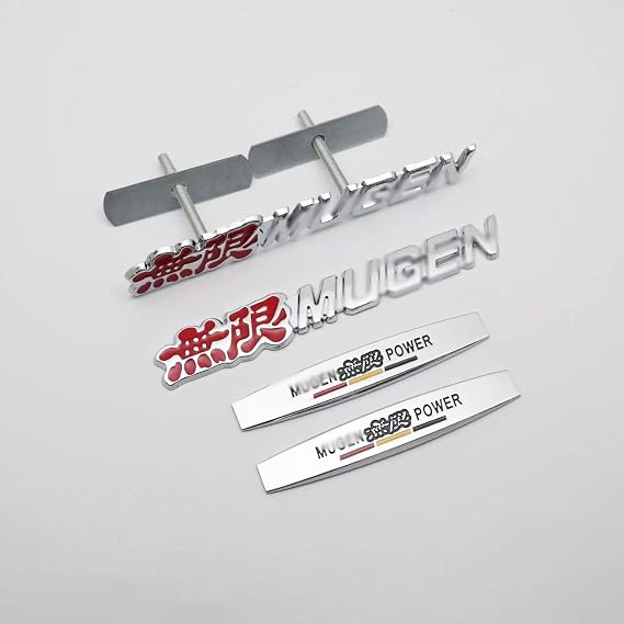 4pcs Sets AM96 MUGEN POWER Front Grille + Fender Side Sticker + Back Sticker Car Emblem Badge For HONDA CR-Z FIT Crosstour Accord SPIRIOR CRV CIVIC CITY
