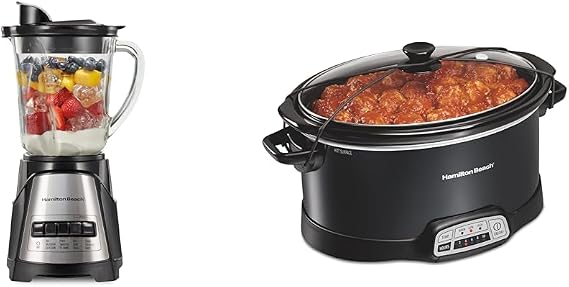 Hamilton Beach Power Elite Wave Action blender-for Shakes & Smoothies & Portable 7 Quart Programmable Slow Cooker with Three Temperature Settings