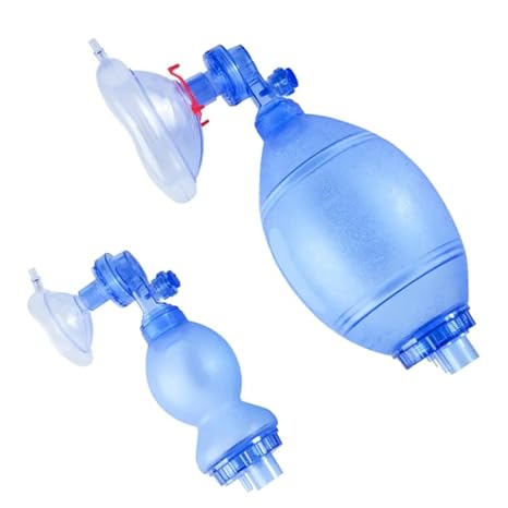 Adult/Child and Pediatric CPR Manual Resuscitation Training Kit - 1 Adult/Child CPR Mask, 1 Pediatric Mask, 1 Adult/Child +1 Pediatric Valve Squeeze Bag, 2 Reservoir Bag - Full BMV Ambu Bag Kit