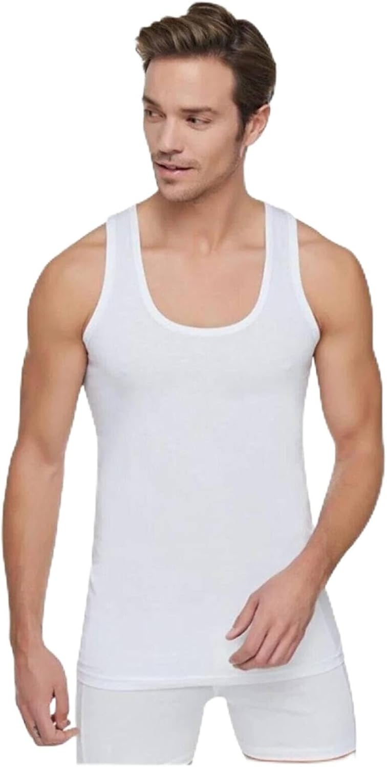 Passion 6-Piece Mens Combed Strap Undershirt 100% Cotton White