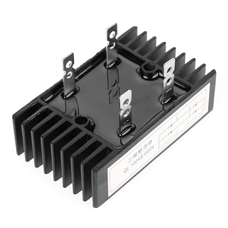 Bridge Rectifier, 100A Amp 1600V Voltage 2-Phase Diode Bridge Rectifier High Power Black