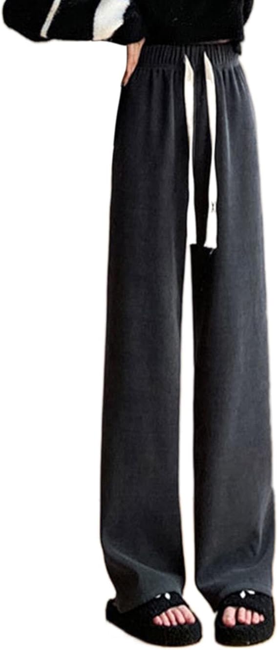 Lolvmvchi Women's Wide Leg Pants Autumn Winter with Straight Tube Corduroy Casual Pants Women's Trendy Fall