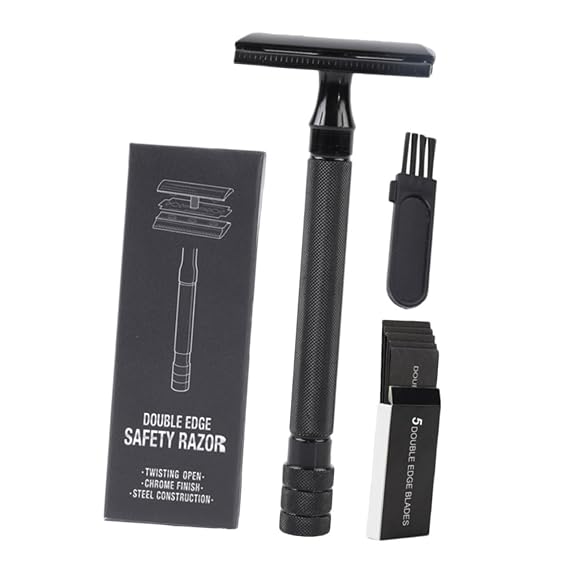 Manual Shaving Safety Razor Double Edge Blades and Brush Set