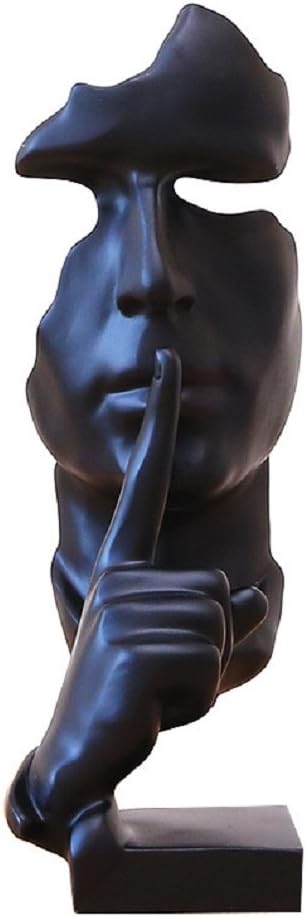SMRTHMRT Modern and Simple Faces Statue and Sculpture,Hand Sculptures,Finger Sign Marks/Keep Silence (Black)