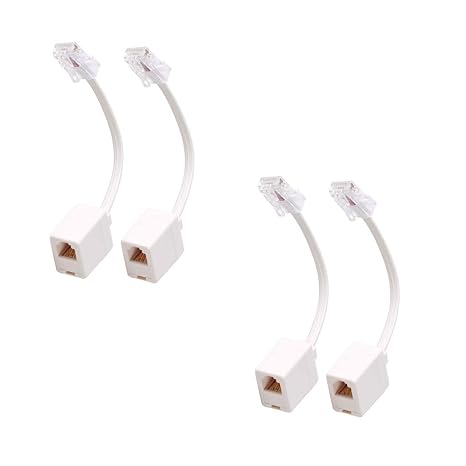 RJ45 to RJ11 Converter Adapter Connector M/F Cable, White 4 Pack | Uvital Ethernet RJ45 8P4C Male to Telephone RJ11 6P4C Female Converter Cord