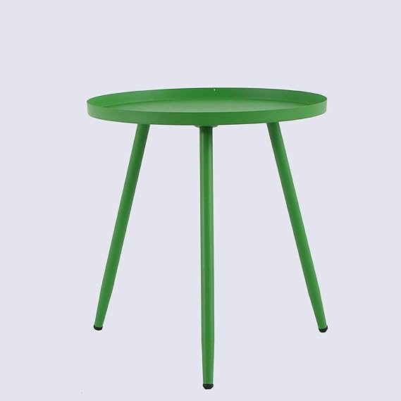 Round Side Table,Small Metal End Table Indoor Outdoor,Accent Table Simple Nightstand Waterproof for Patio,Living Room,Bedroom,Bed Side,Green,45x45x50cm