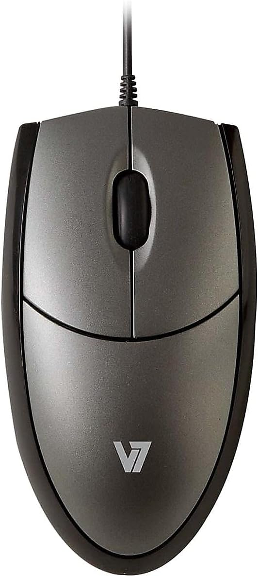 V7 MV3000010-5NC 3BTN USB Wired Optical Mouse,Silver / Black