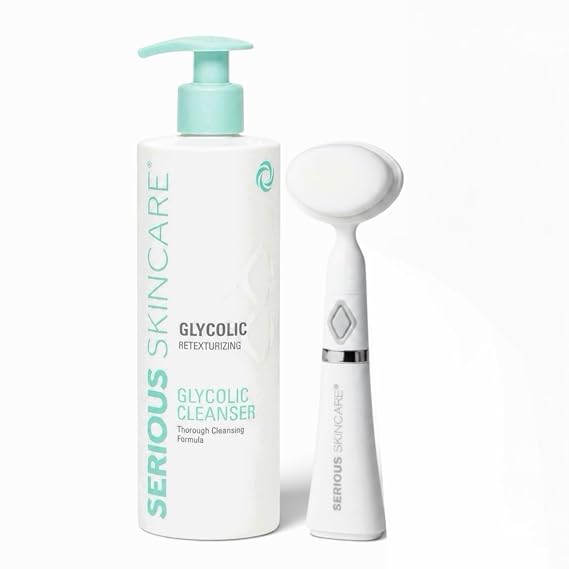Serious Skincare Glycolic Acid Face Cleanser 12 oz & Sonic Facial Brush Tool