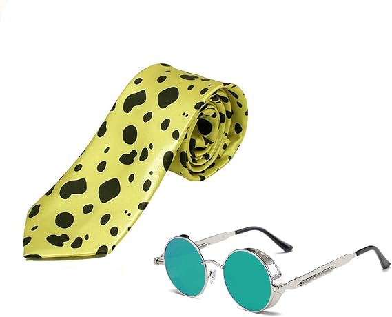 Ealipoi Nanami Tie Anime Jjk Kento Nanami Glasses Cosplay Yellow Green Accessories 2PCS