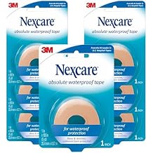 Nexcare Absolute Waterproof Tape 1 Inch x 5 Yards (Pack of 7 Rolls) Latex-Free Breathable Medical Tape for First Aid, Flexible Foam Adhesive Bandage Tape for Wound Care, Sports & Active Use