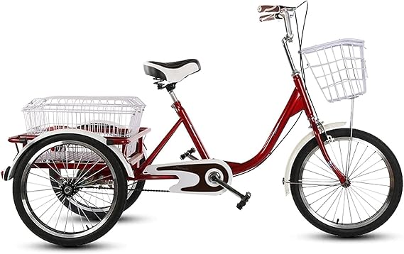 Adult Tricycle, Adult Trikes for Shopping Travel Tricycle for Adults with Basket, 3 Wheel Bikes Adult Seniors Cargo Bike, Three-Wheeled Bicycles for Women Men Beginner, Double Brake