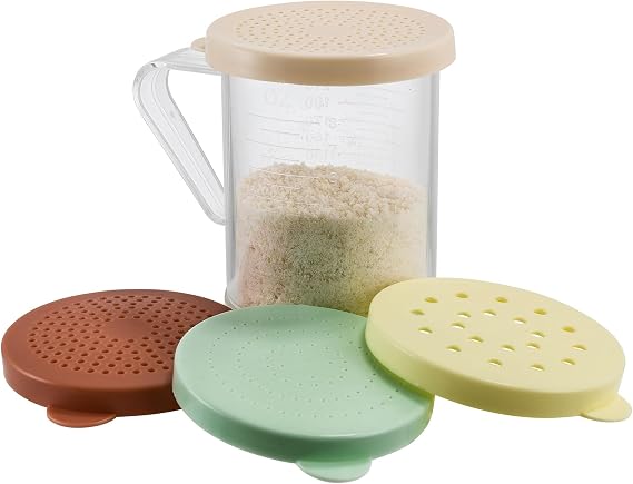 Winco 10 oz Clear Snap-On Lids Plastic Dredge | Dishwasher safe, BPA-free, Color-coded lids, NSF certified, Great for Flour, Sugar, Spices and Baking Prep