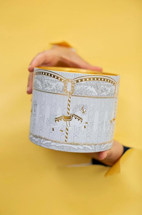 elise - Carousel - Atlıkarınca Baskılı Silindir Kutu, Hediye Kutusu – Lüks Sert Kapaklı Tasarım Kutu - Hediye Ambalajı, Ürün Kutusu, Ürün Ambalajı - Dekoratif & Yeniden Kullanılabilir (2adet)