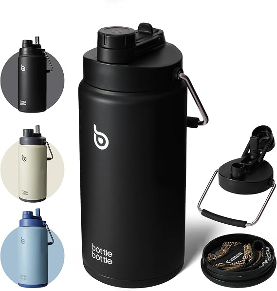 BOTTLE BOTTLE Water Bottle, 2 Liters, Large Capacity, Jug, 2L, Stainless Steel, Vacuum Insulated, Keeps Hot and Cold, Straw Included, Sports Bottle, Portable, Direct Drink, Outdoor, Camping, Exercise
