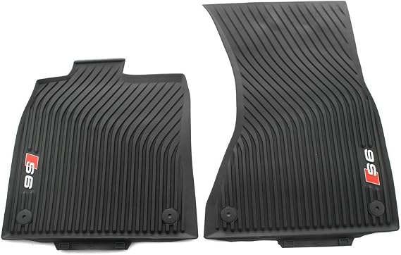 Audi 4G1061221B 041 Rubber Floor Mats with S6 Logo Original Audi All Weather Mats 2 x Front Rubber Mats Black [Energy Class A]