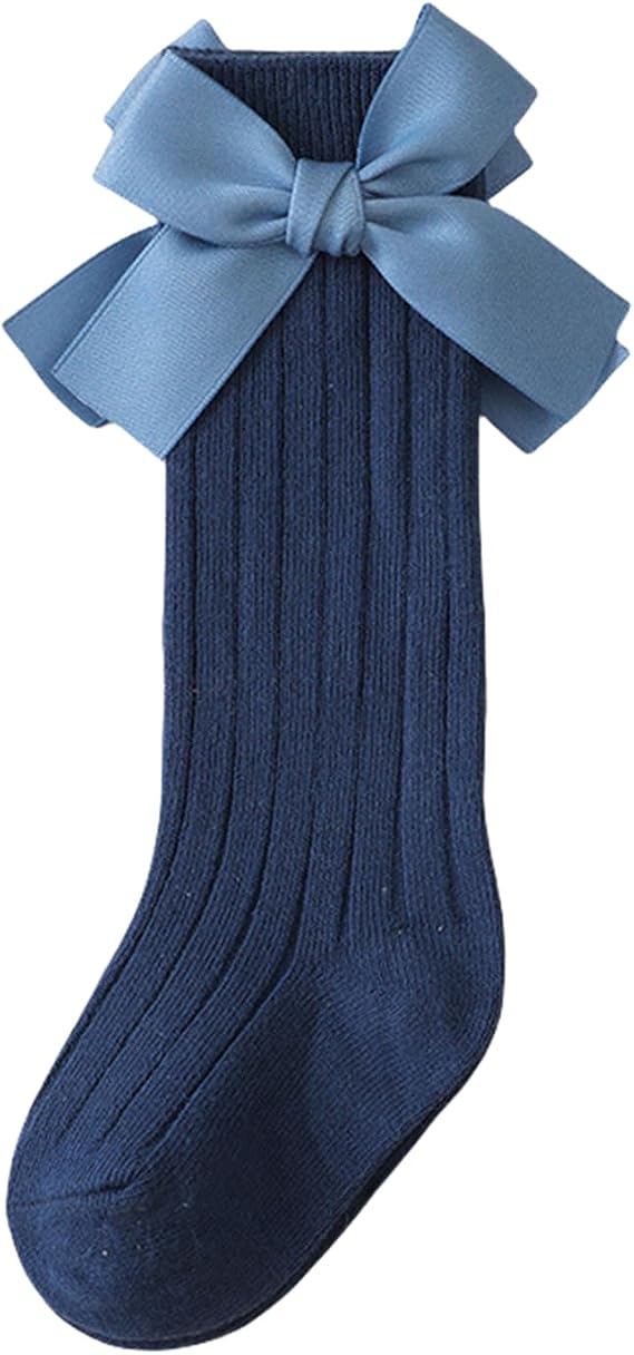 Baby Girls Knee High Socks with Bow Accents - Toddler Stockings 0-10Y