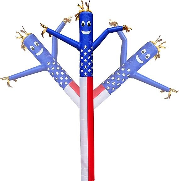 Sky Air Puppet Dancer Inflatable Tube Man Attachment - 20 Feet Tall Wacky Wavy Wind Flying Dancing Tube Guy for Business Promotion Stand Out Advertising (Blower Not Included) (20ft US-Flag)
