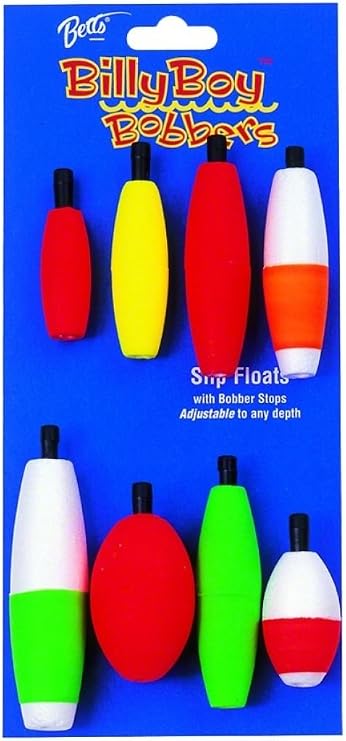 Billy Boy Betts 92 Bobbers Balsi Foam Peg Float Assortment, Pack of 8, Assorted Finishes