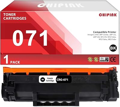 Chipink 071 Toner Cartridge Compatible for Canon 071 Black Toner Cartridge CRG-071 CRG071 071H Ink for Imageclass LBP122dw MF272dw MF273dw MF275dw MF270 Series Printer 1 Black
