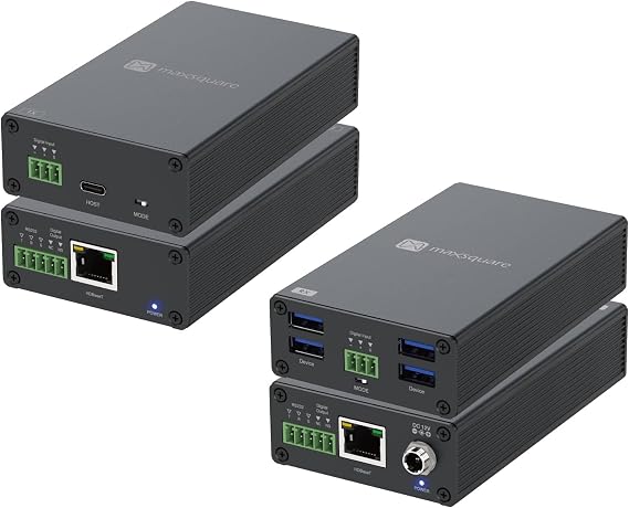 USB 3.0 Extender Over Ethernet Cat6A/7, Extend USB Over Ethernet Up to 330ft/100m, 4 Ports Support USB 3.2, RS-232, Digital I/O Control, No Driver Required, Supports All OS, TAA Compliant