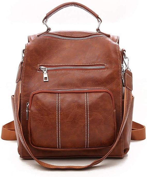 Backpack Purse for Women Fashion Leather Designer Travel Large Convertible Ladies Shoulder Bags (Brown)