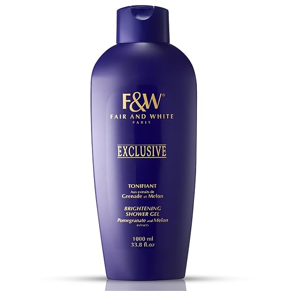 FAIR & WHITE Exclusive, Skin Brightening Body Wash - 33.8 fl.oz / 1000ml Daily Shower Gel, Uneven Skin Tone, with Pomegranate and Melon Extracts