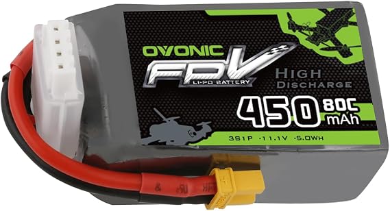 OVONIC 11.1V 80C 450mAh 3S Lipo Battery with XT30 Plug