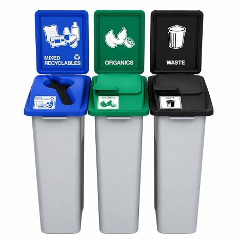 Waste Wise 69 Gallon Triple Bin Recycling, Organics, and Waste