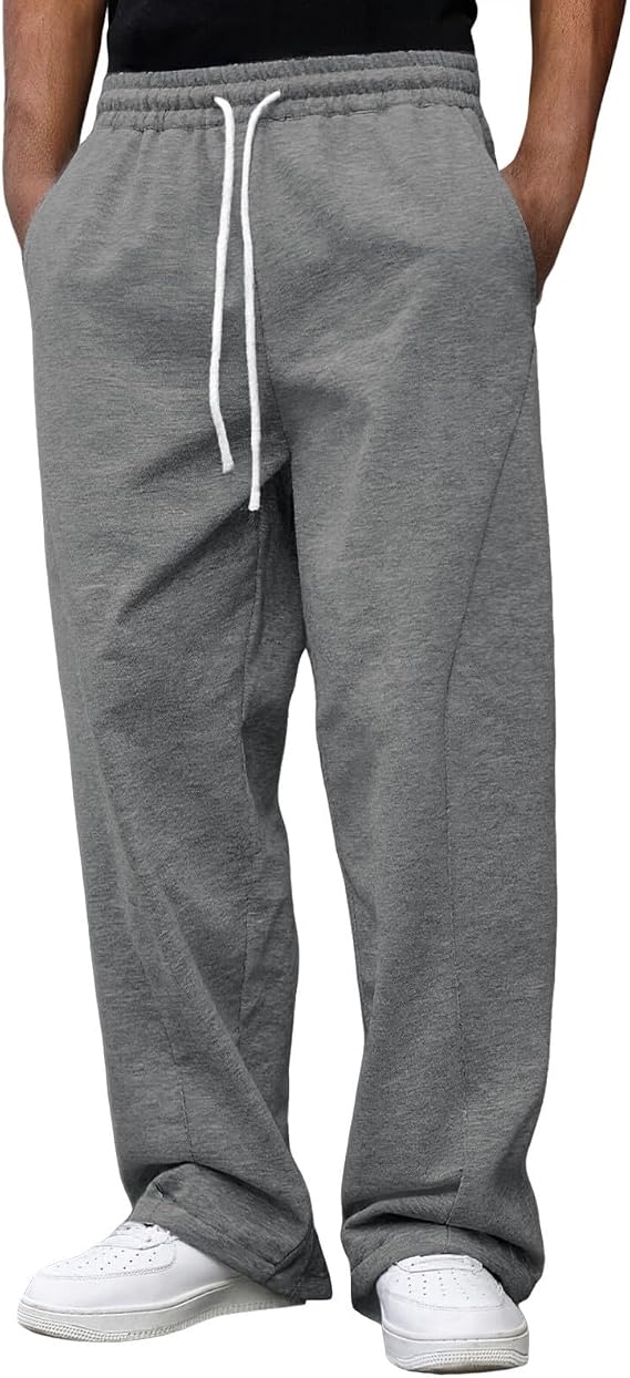 Mens Jogger Pants Solid Sweatpants Drawstrings Pants Elastic Waist Active Comfort Work Run Tapered Athletic Trousers