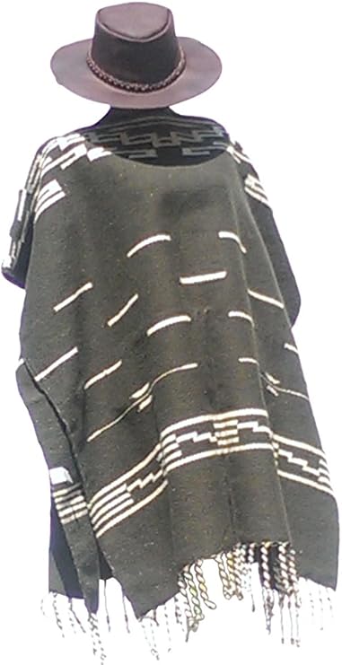 Sharpshooter Clint Eastwood Spaghetti Western Original Pattern 100% Wool Poncho w Leather Hat