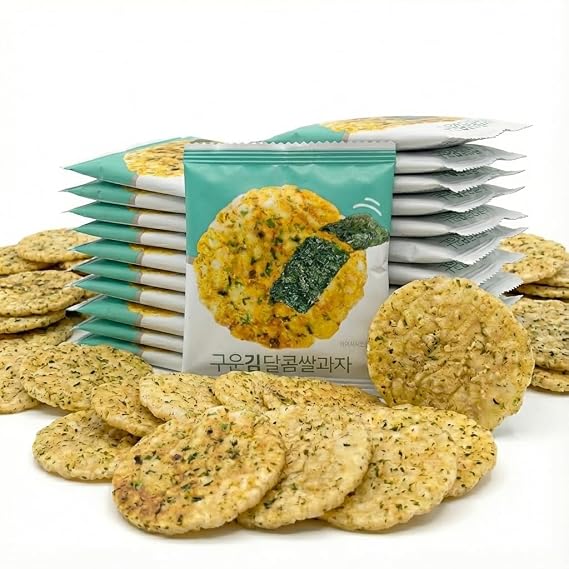 Korean Crunchy Baked Seaweed Rice Crackers (Seaweed Rice Cracker 9.5oz)