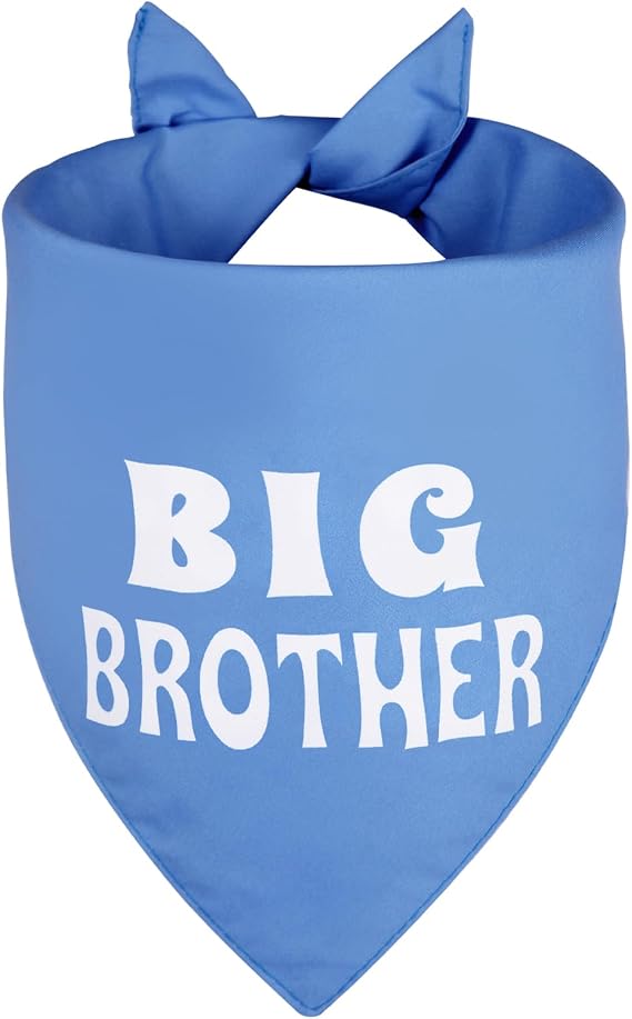 Big Brother Dog Bandana Blue Large 1PCS, Adjustable Triangle Scarf