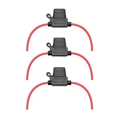 VANTRONIK Waterproof Medium Inline Fuse Holder with 12 Gauge AWG Wire 12 Inches Long, Fit for ATO ATC Standard Blade Car Fuse in Vehicle/Boat/RV/Tractor, 3 Pack