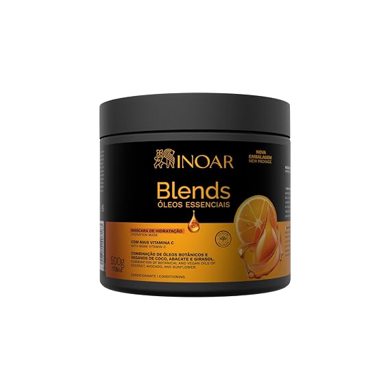 Inoar Blends Combing Cream Creme Para Pentear with Botanical Vegan Oils & Vitamin C Complex for Intense Hydration & Smoothing, 17.6 Fl Oz