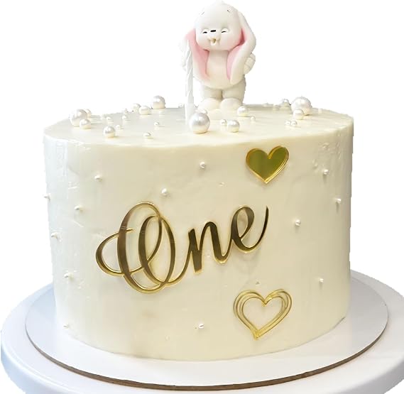 Gold Acrylic One Cake Topper, First Birthday Cake Decoration, 1st Cake Charm One Sign for Baby Shower Party Supplies