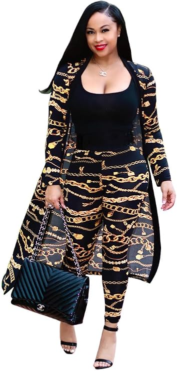 Max2co Womens 2 Piece Outfits Floral Open Front Cardigan Long Pants Sets