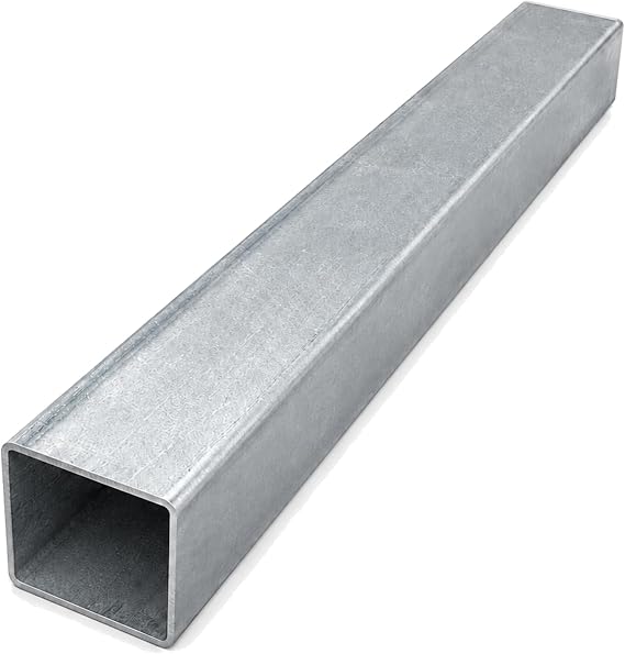 2" x 2" Hot-Dip Galvanized Steel Square Tubing, 50mm x 50mm Metal Tubing, 0.067" Wall Thickness x 5.91" Length (1.7mm x 150mm), 1 PCS for Construction & Industrial Use