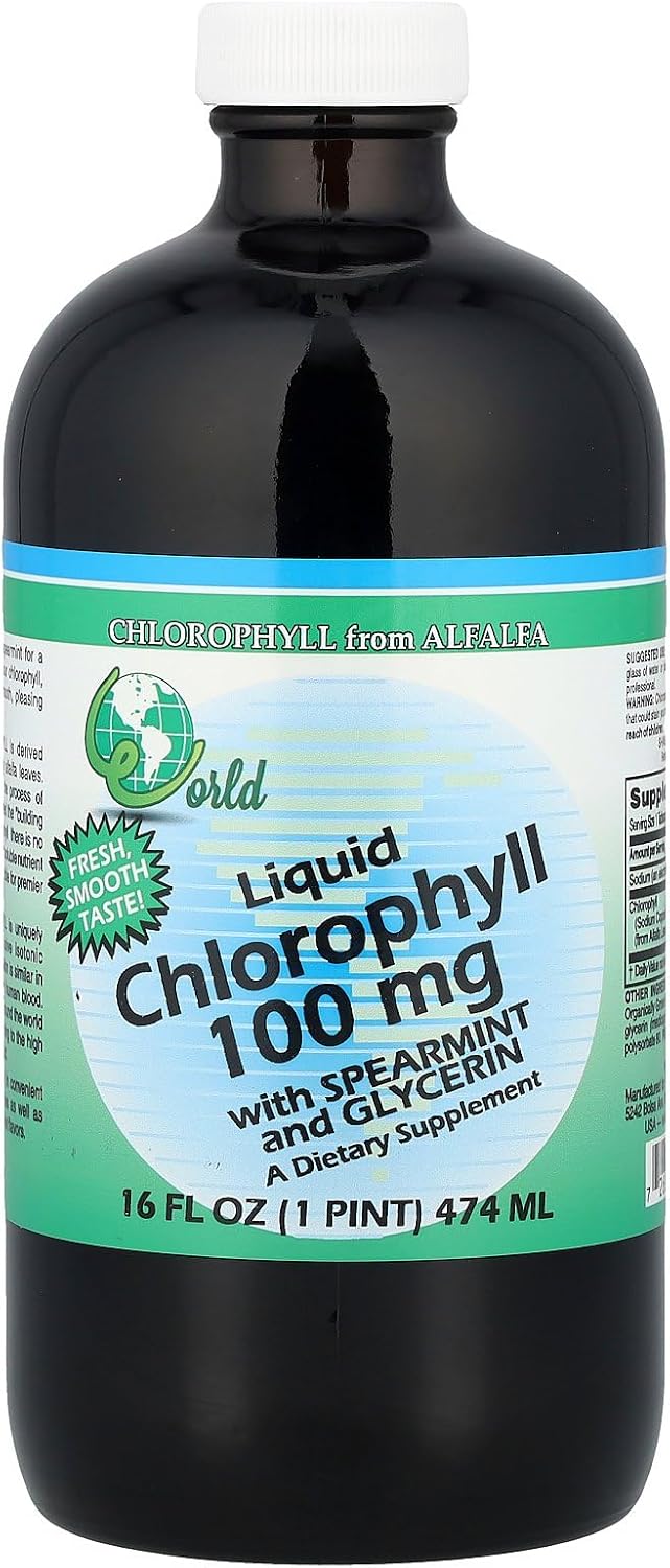 World Organics Liquid Chlorophyll Liquid with Spearmint, 16 Fluid Ounce by World Organics