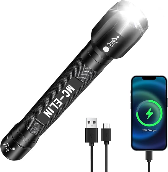 Super Bright LED Flashlight, Rechargeable Flashlights 2000 High Lumens, Long Range, High Powerd Multi-Functional Heavy Duty Strong Flash Light High Beam, for Emergency Security Camping