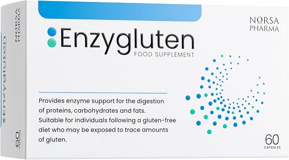 Enzygluten (60 Capsules) | Anti Bloating Digestion Supplement | Digestive Enzymes Complex with Tolerase® G | Broad Spectrum Enzymes for Proteins, Carbs & Fats | Gluten, Lactose & Dairy Free