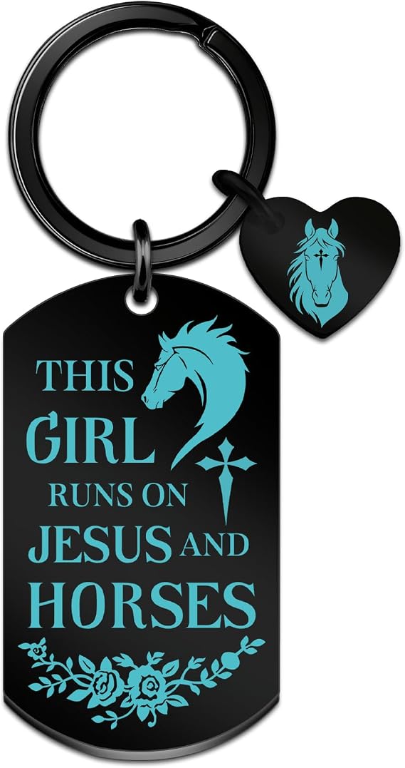 Horse Keychain for Girls Horse Gifts for Women Girls Christian Keychain | Christian Gifts for Woman Baptism Confirmation Gifts for Girls Horse Lovers Jesus Corss Keychain