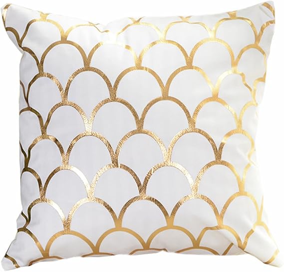 MHB Home Decor Pillowcases Gold Foil Print Decorative Throw Pillow Covers 18"x 18"